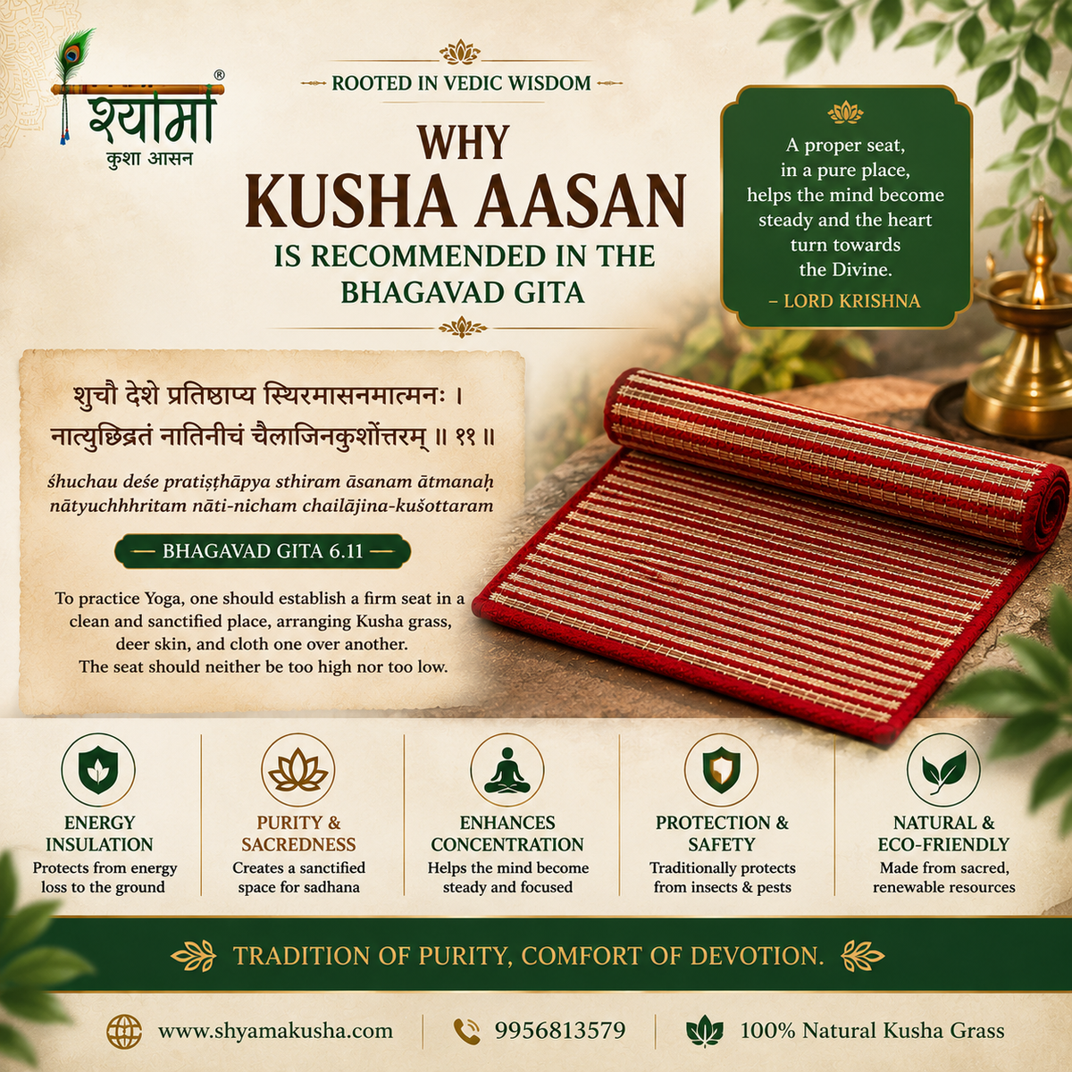 Why Kusha Aasan is Recommended in the Bhagavad Gita: The Ancient Science Behind Sacred Aasan