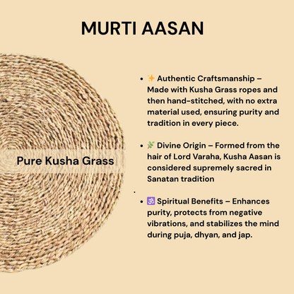 KUSHA AASAN for Murti, HavanKund, Idols, Temple Murti