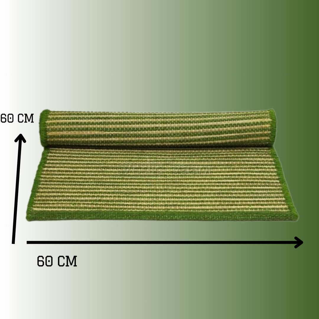 Green Kusha Grass & Wool Aasan for Puja, Meditaion & Japa