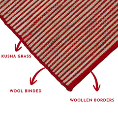 Red Kusha Grass & Wool Aasan  for Puja, Meditaion & Japa