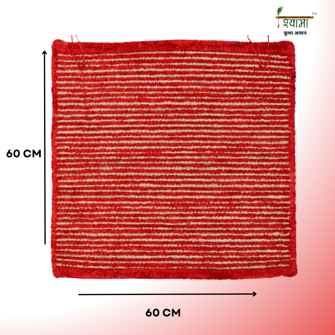 Kusha Grass & Silk Aasan for Meditation, Jap, Dhyan & Puja ( Long Hours of Comfortable Sitting ) 60 * 60 CM