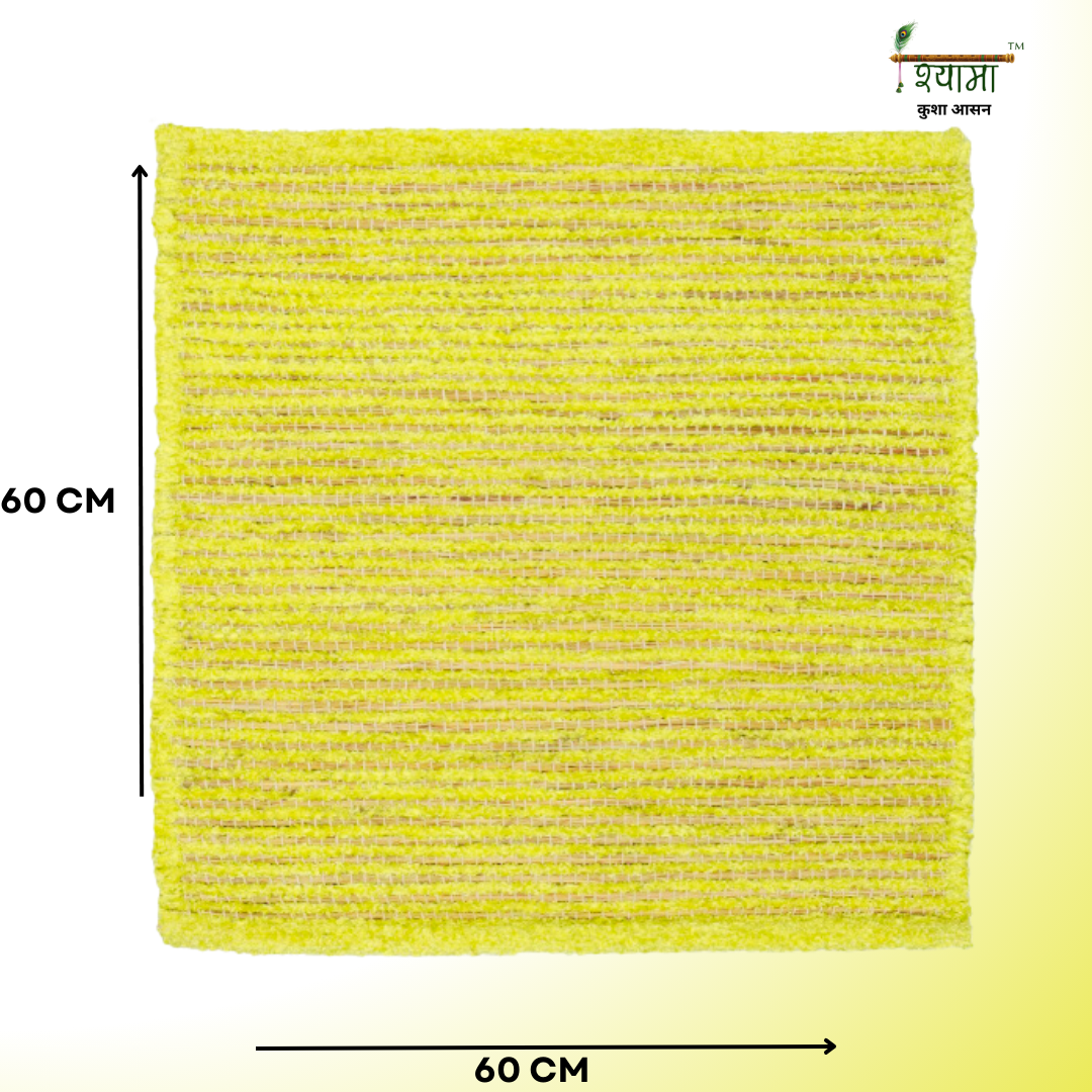 Kusha Grass & Silk Aasan for Meditation, Jap & Dhyan ( Long Hours of Comfortable Sitting ) 60 * 60 CM
