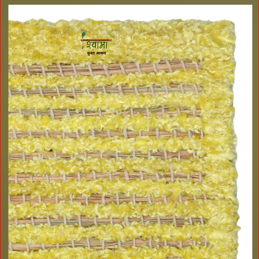 Kusha Grass & Silk Aasan for Meditation, Jap & Dhyan ( Long Hours of Comfortable Sitting ) 60 * 60 CM