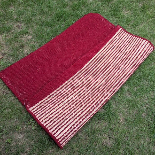 Kusha Grass & Wool Aasan (Extra Wool Covered) for Meditation, Jap & Dhyan ( Long Hours of Comfortable Sitting ) - Red / 2*2