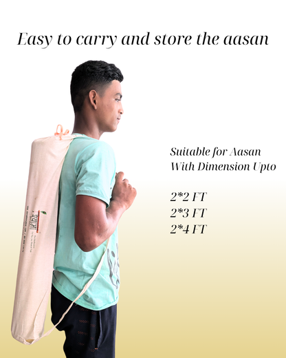 Shyama Kusha Cotton Carry Bag with Strap and Drawstring for Aasan