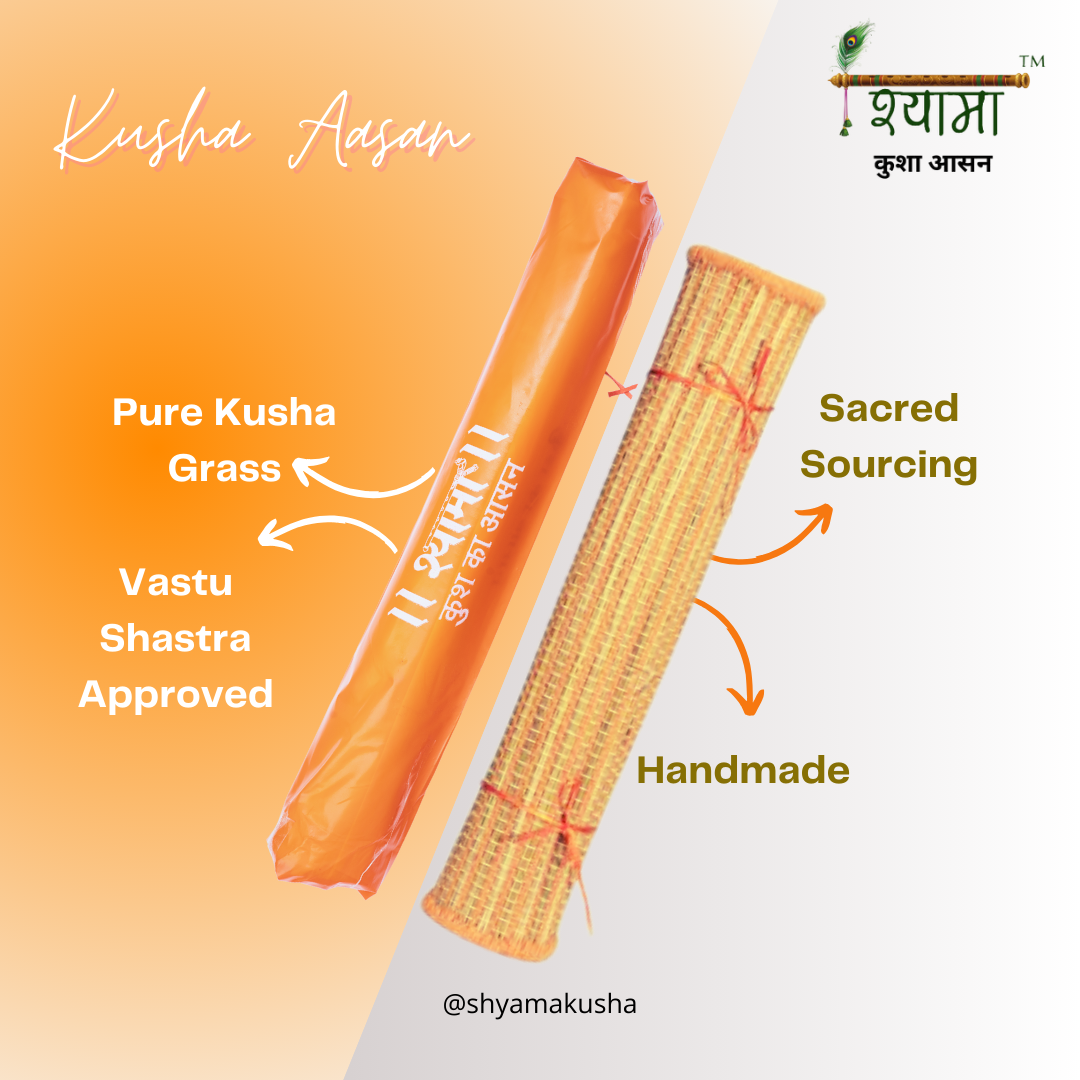 Orange Kusha Grass & Wool Aasan for Puja, Meditaion & Japa