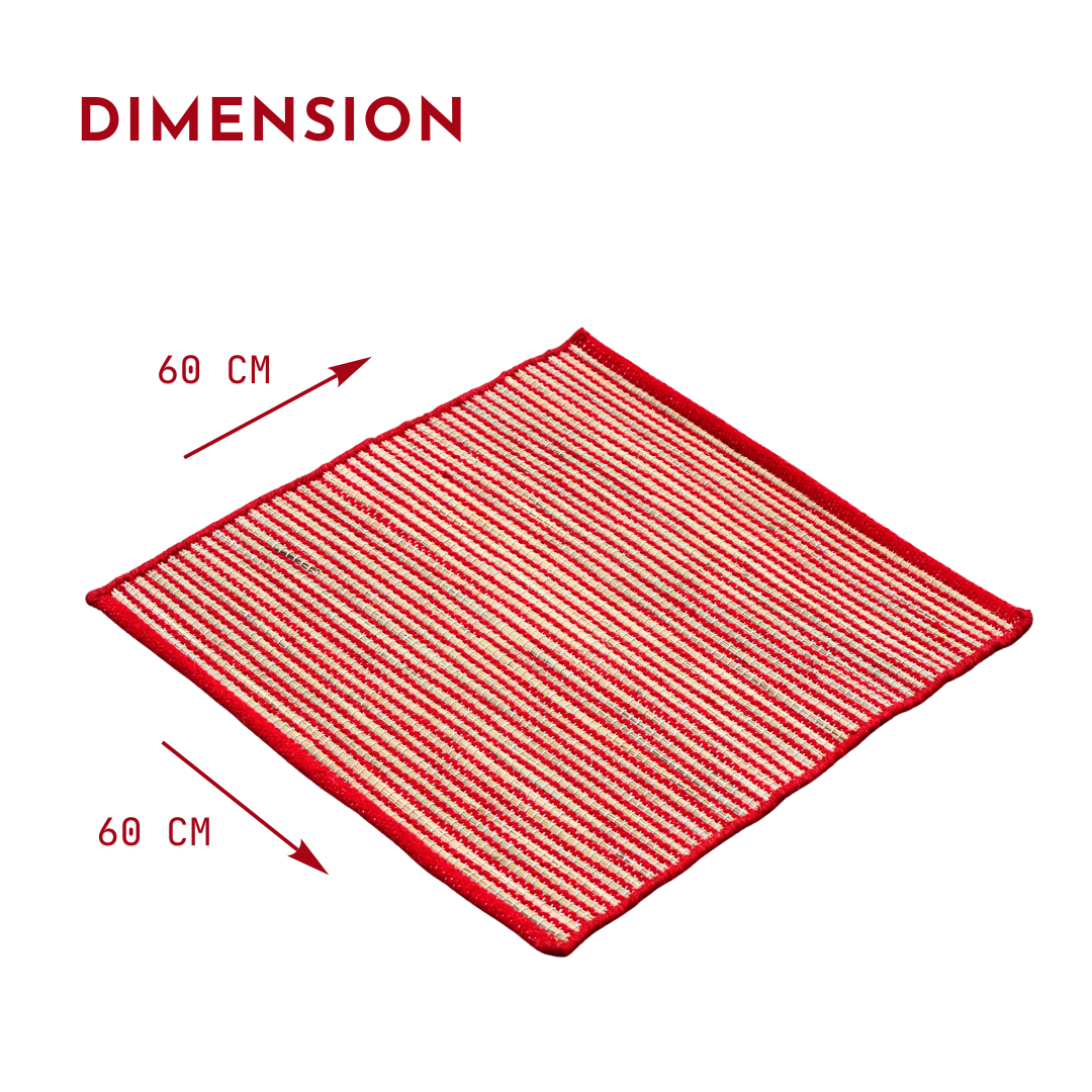 Red Kusha Grass & Wool Aasan  for Puja, Meditaion & Japa