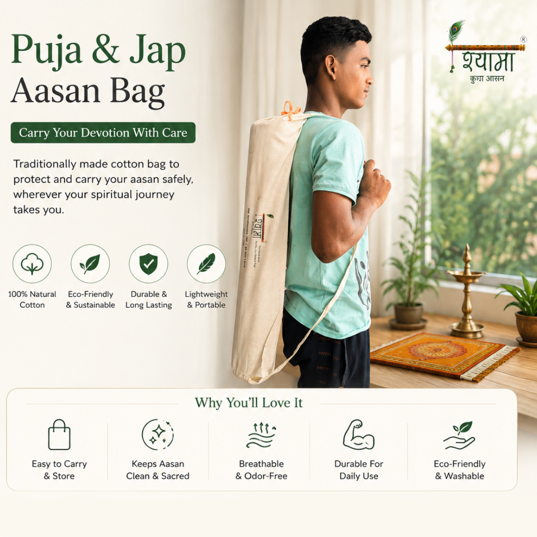 Shyama Kusha Cotton Carry Bag with Strap and Drawstring for Aasan