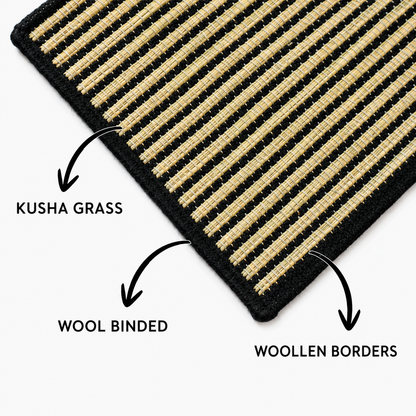 Black Kusha Grass & Wool Aasan for Puja, Meditaion & Japa