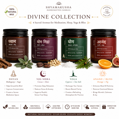 ध्यान,आनंद, योग ,योग निद्रा | Aromatherapy Scented Candles Set of 4