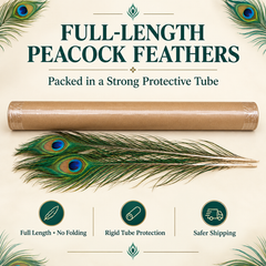 Naturally Shred Original Peacock Feather, Mor Pankh Tails Full Size