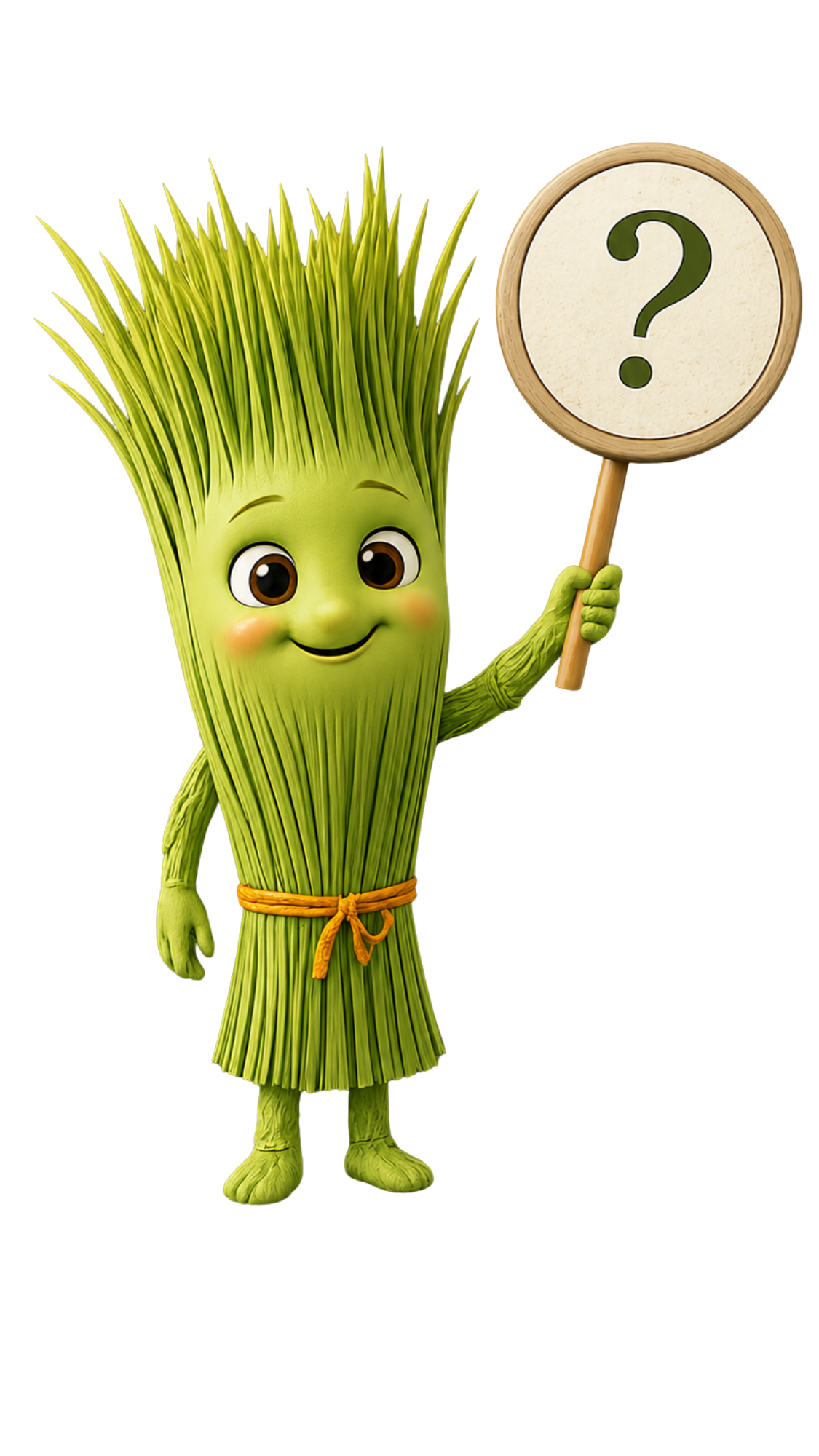 Kusha mascot holding a question sign