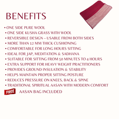 Kusha Grass & Wool Aasan (Extra Wool Covered) for Meditation, Jap & Dhyan ( Long Hours of Comfortable Sitting )