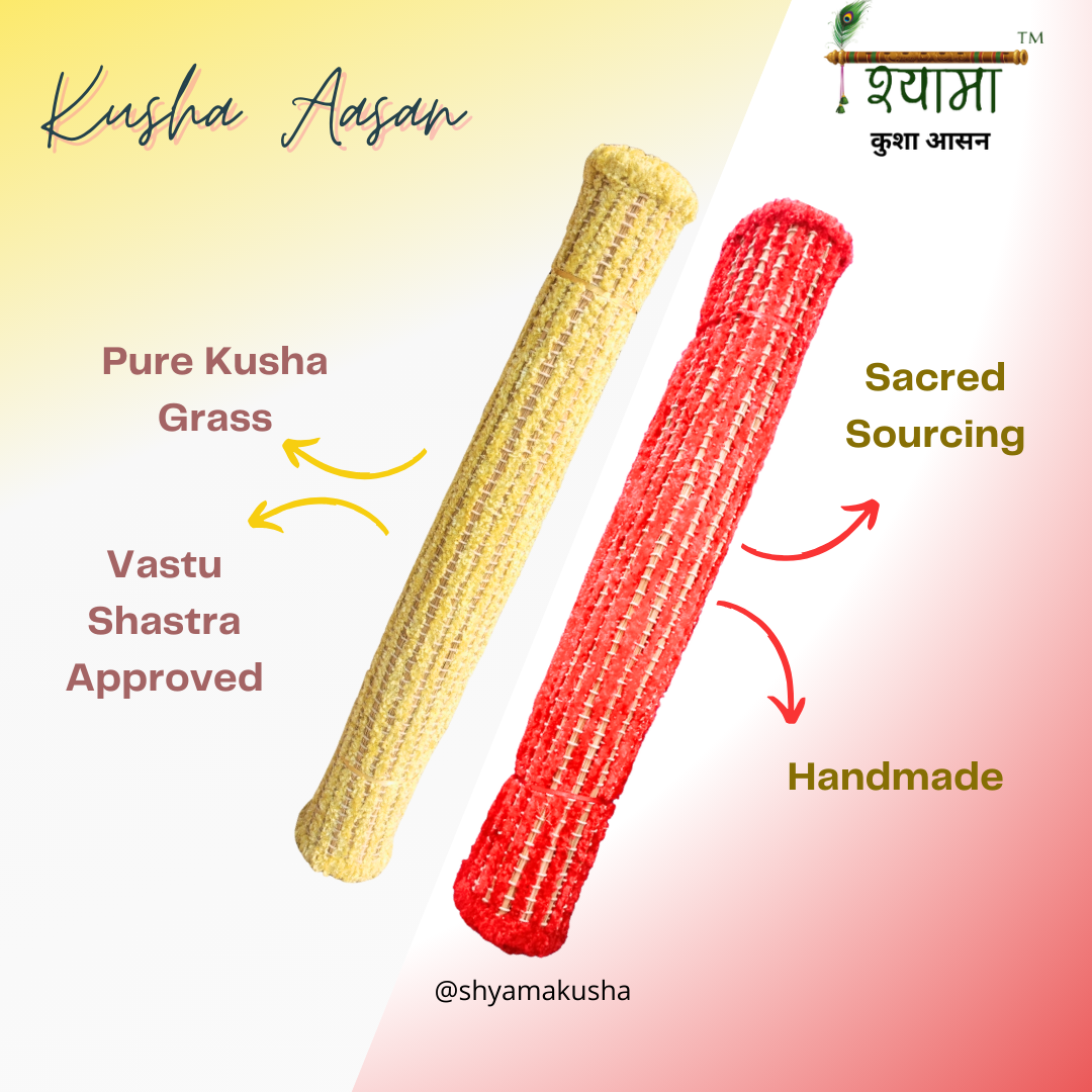 Kusha Grass & Silk Aasan for Meditation, Jap & Dhyan ( Long Hours of Comfortable Sitting ) 60 * 60 CM