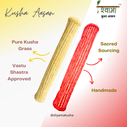 Kusha Grass & Silk Aasan for Meditation, Jap, Dhyan & Puja ( Long Hours of Comfortable Sitting ) 60 * 60 CM